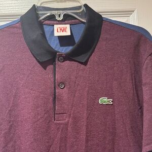 Lacoste Men's Plum Polo with Black Collar